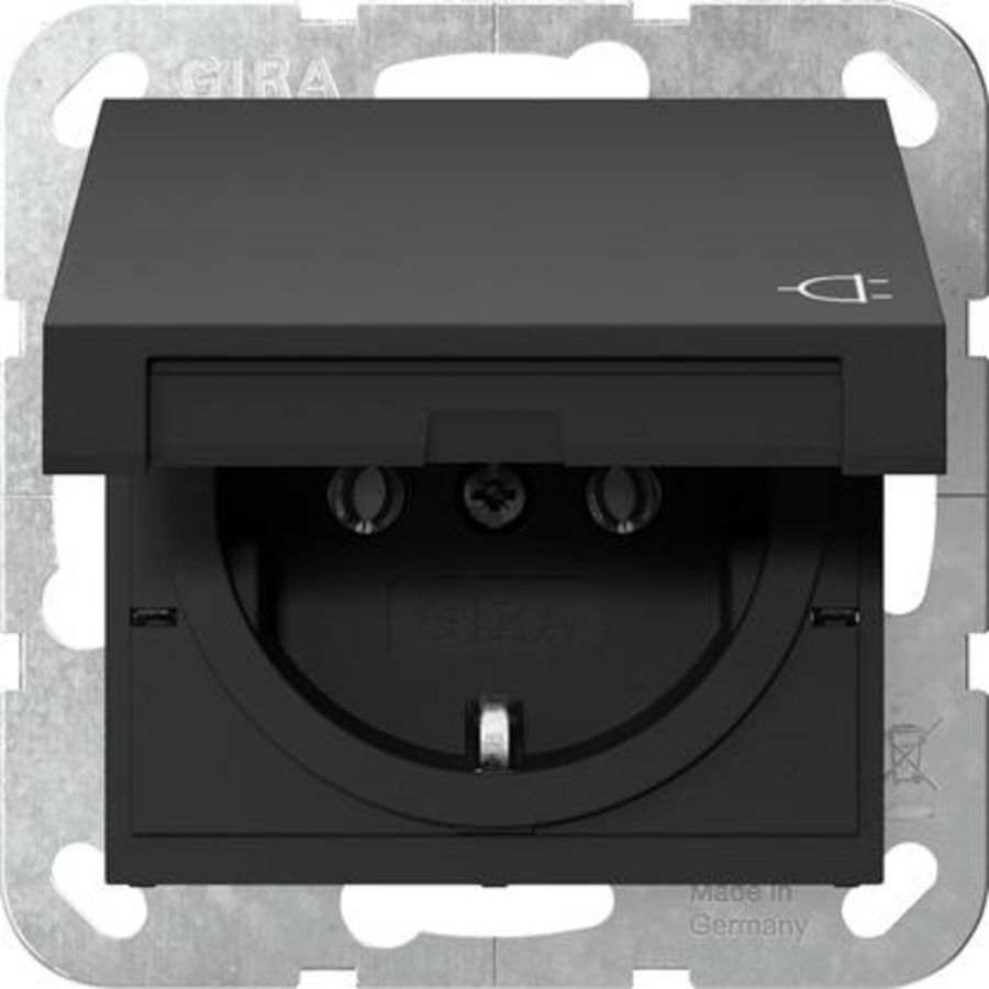 wandcontactdoos met randaarde KD System 55 zwart m