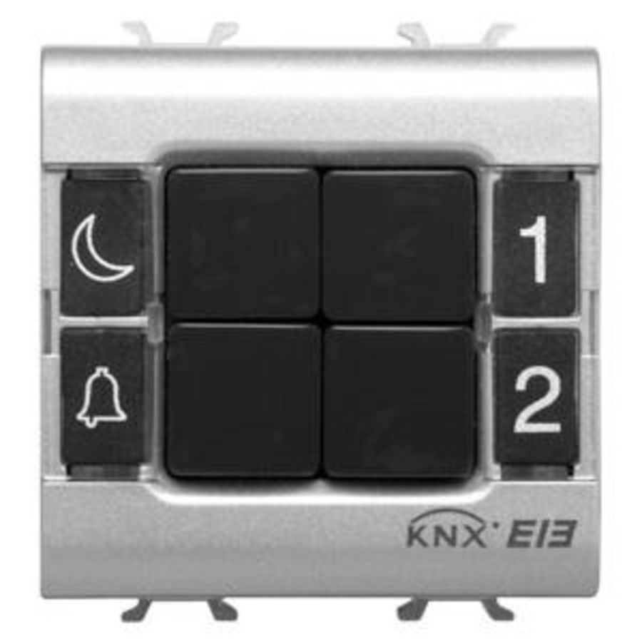 DRUKKNOPPANEEL-KNX-4 KANALEN-2 MODULE-TITANIUM-CHO