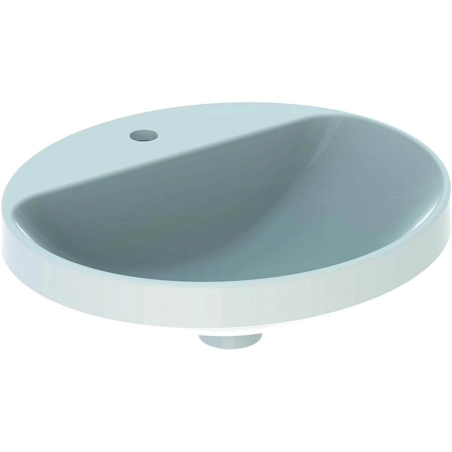 VariForm opbouwwastafel ovaal met kraanbank 50x45cm zonder overloop wit
