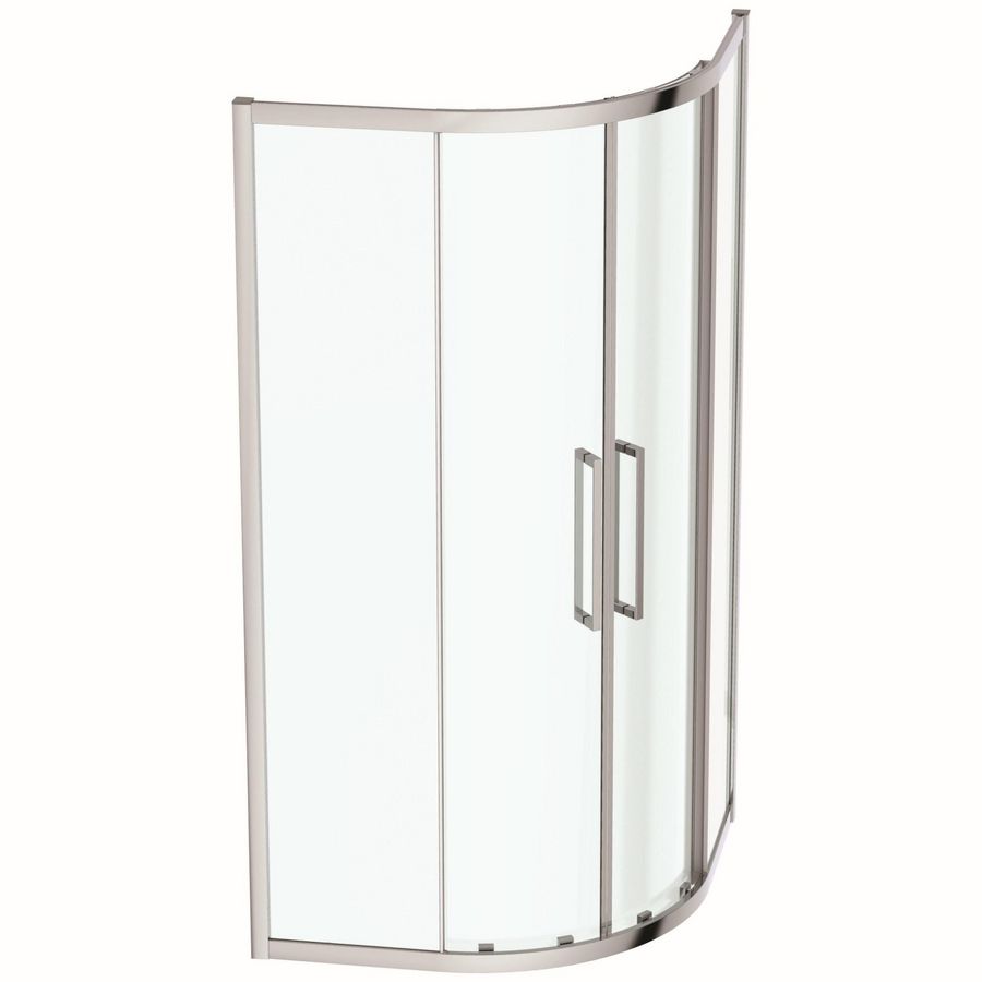Doucheopstelling hoekinstap kwartrond I.LIFE 2 schuifdeuren 100x100cm R55 zilver