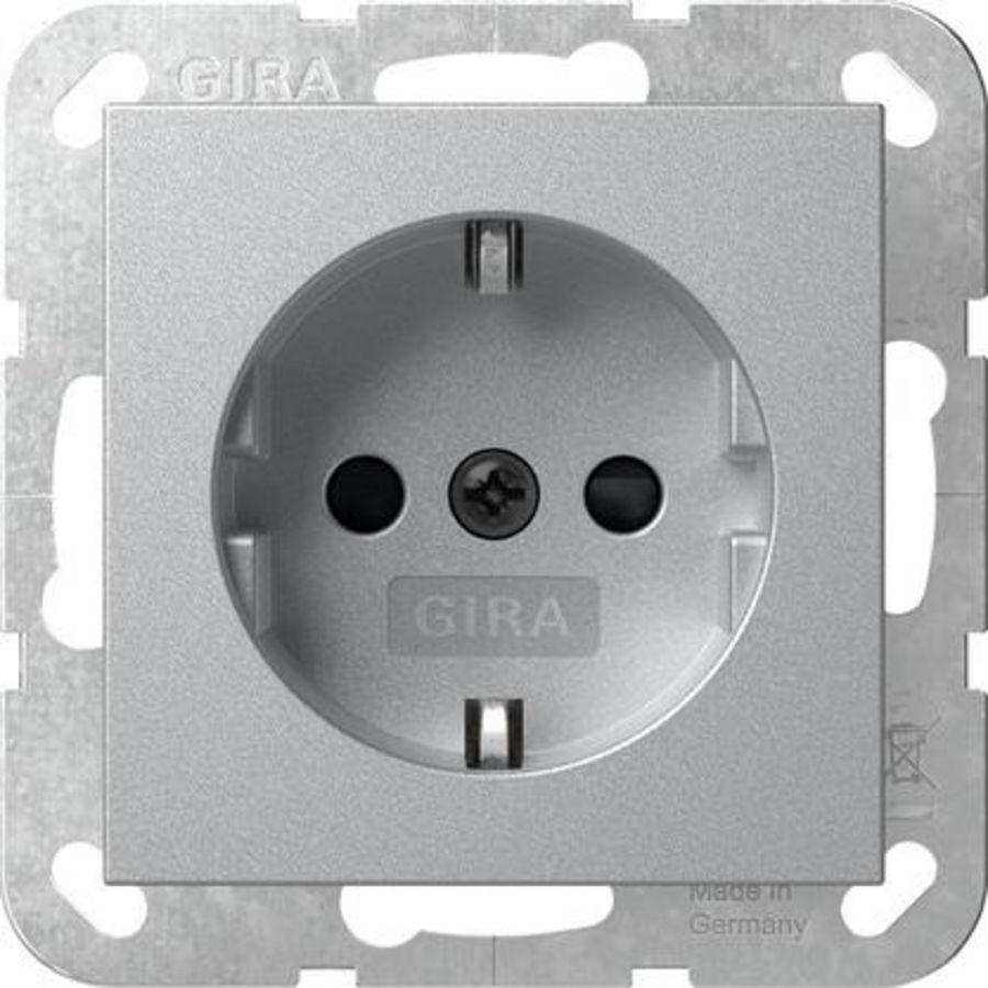 wandcontactdoos met randaarde Safety Plus System 55 kl.alum.