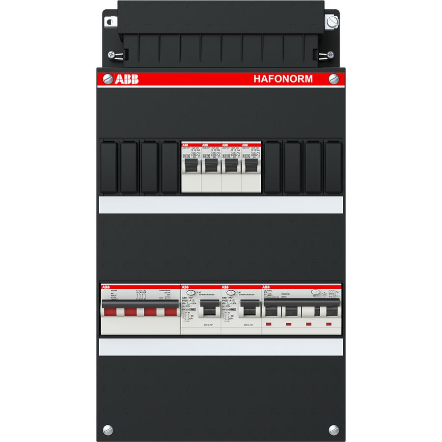 Groepenkast 4x achter 2x 30mA + HS + C 3-fasen