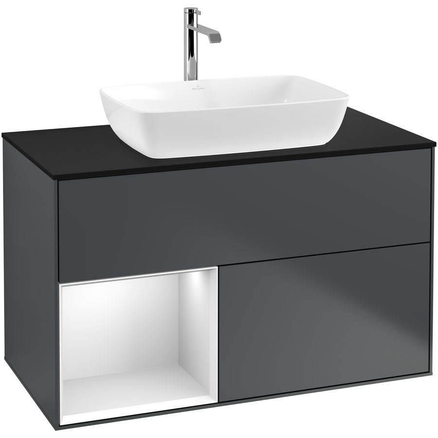 Wastafelonderkast Finion 1000x603x501mm Mid.Blue Matt Lacquer F772MTHG