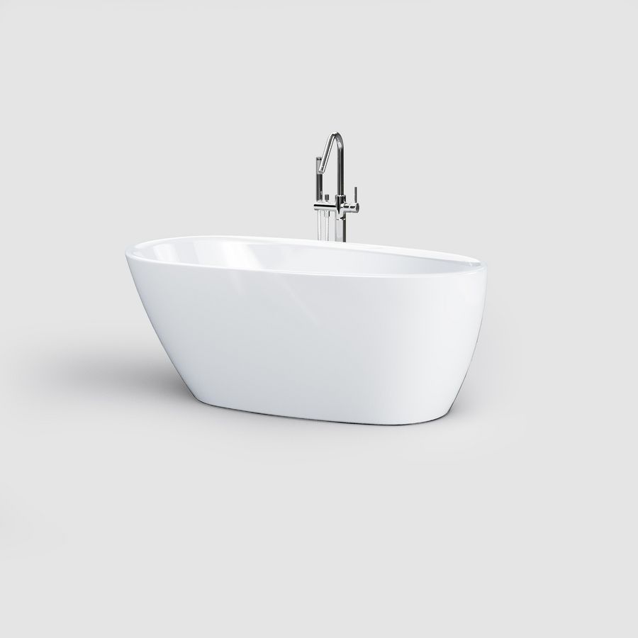 Vrijst bad ovaal m stop/go plug wit wit acryl InBe