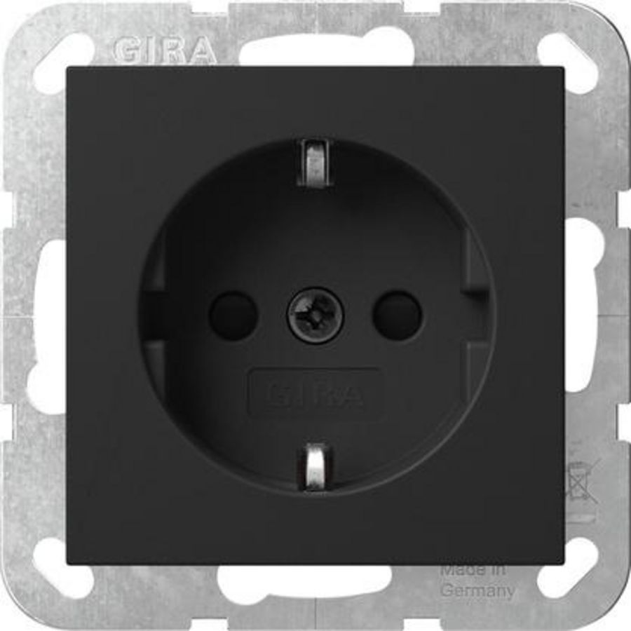 wandcontactdoos met randaarde Safety Plus System 55 zwart m