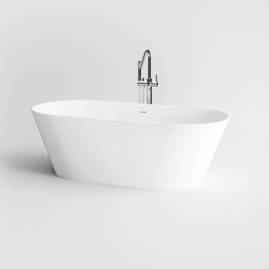 Vrijstaand ligbad SOLIUM-I 175x80cm ovaal wit aluite met overloop incl. stop/go-plug chroom en sifon
