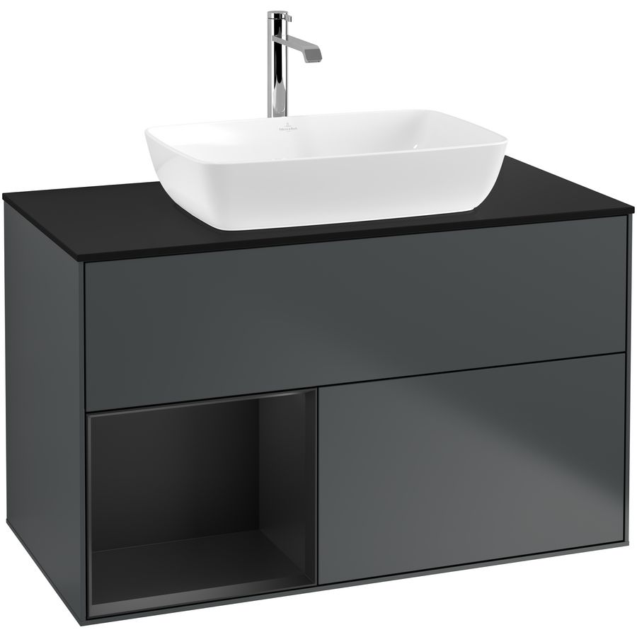 Wastafelonderkast Finion 1000x603x501mm Mid.Blue Matt Lacquer F772PDHG