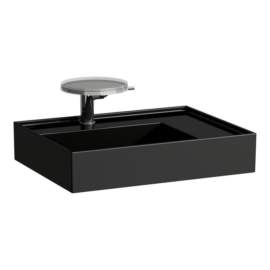 Wastafel sAPhirkeramik rechts 600x460mm z.kr.gat glossyblack