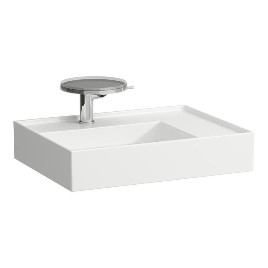 Wastafel sAPhirkeramik rechts 600x460mm met kraangat cc-wit