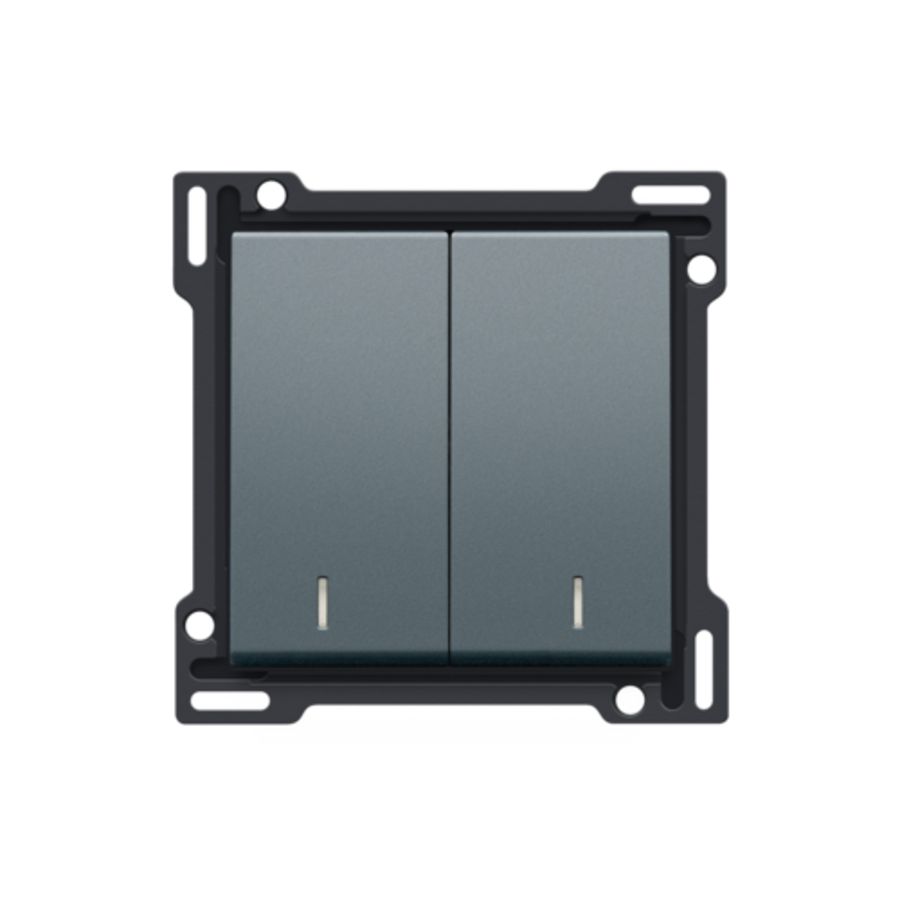 Afwerkingsset dubbele lens serieschakelaar blue grey c.