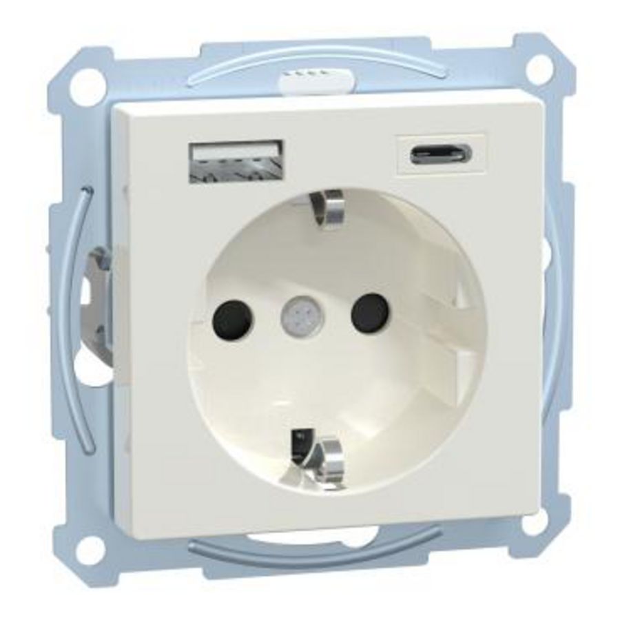 WCD Dubbele USB-poort A+C 16A Polarwit Systeem M