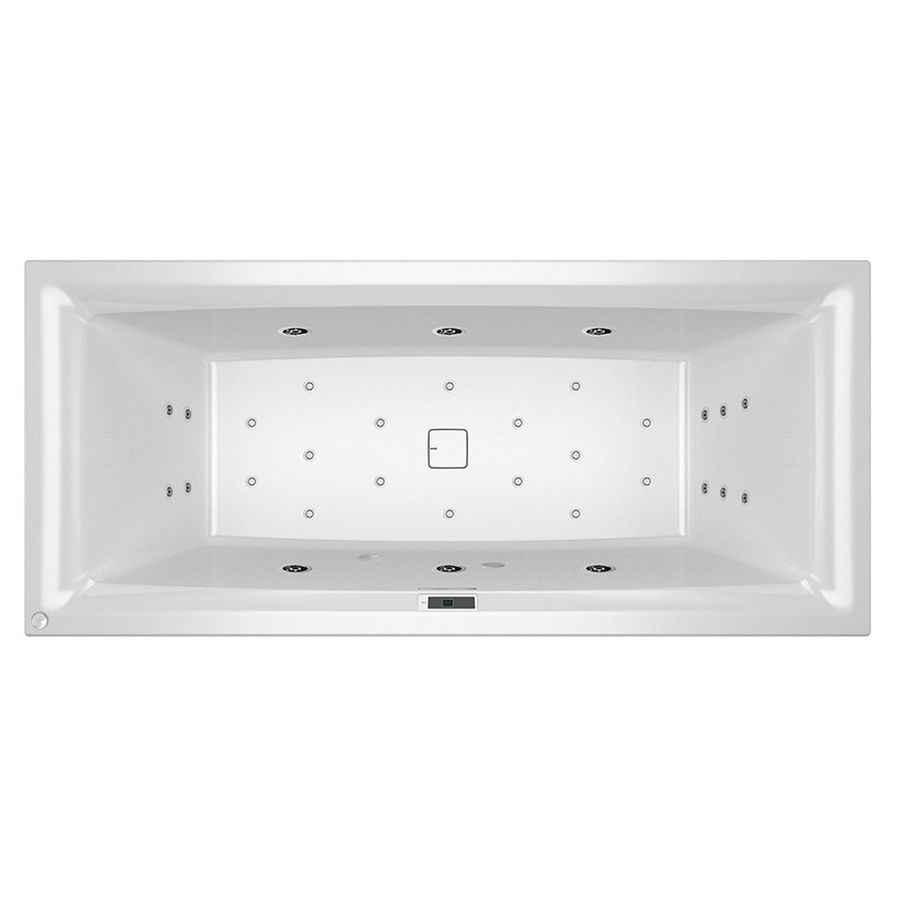 Whirlpool Still Square Rihopool 170x75cm met inlaat FALL (chroom) systeem BLISS links hoogglans wit