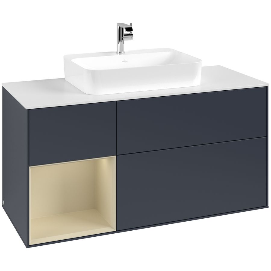 Wastafelonderkast Finion 1200x603x501mm Mid.Blue Matt Lacquer F411HJHG