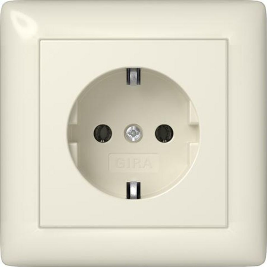 wandcontactdoos met randaarde v.afd.pl. Gira Standard 55 creme wit