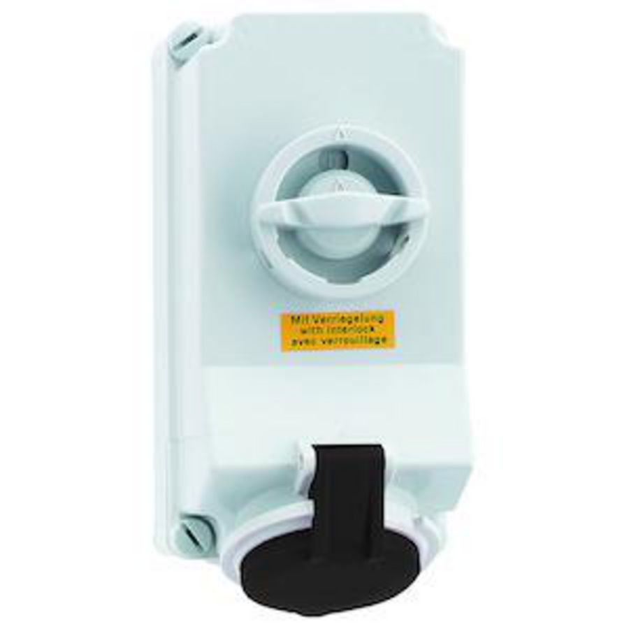 Wandcontactdoos 7h 16A 4P 500V IP44 225x118 QC A/V Ni
