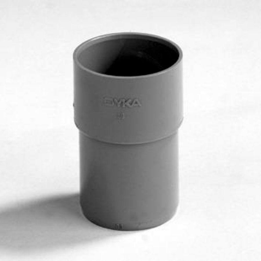 PVC opzetstuk 40mm L= 60mm grijs mof/spie