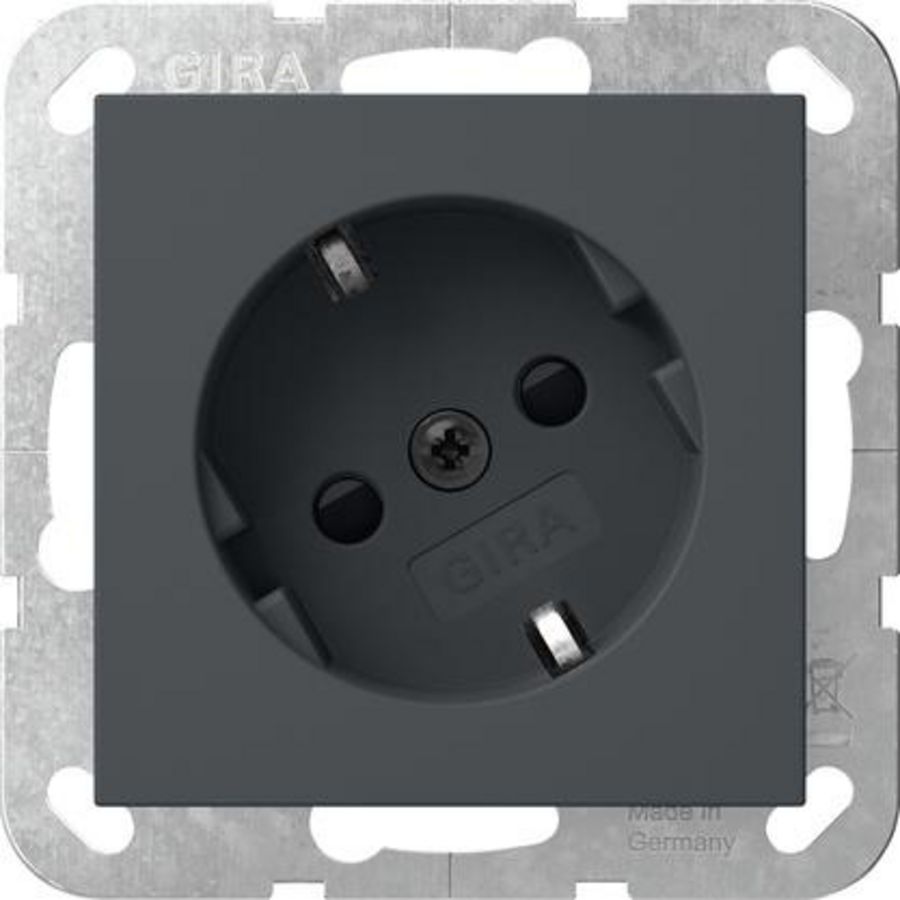 wandcontactdoos met randaarde 30° + Safety Plus System 55 antraciet