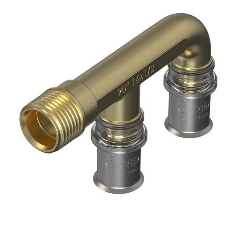 Tigris M5 U-overgangskoppeling 90° 2x16mm x1/2"bt.dr.
