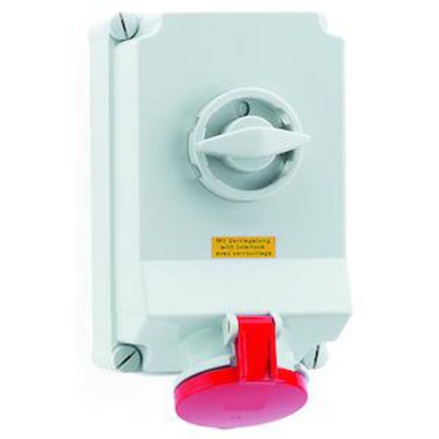Wandcontactdoos 6h 63A 4P 400V IP44 260x160 A/V Ni
