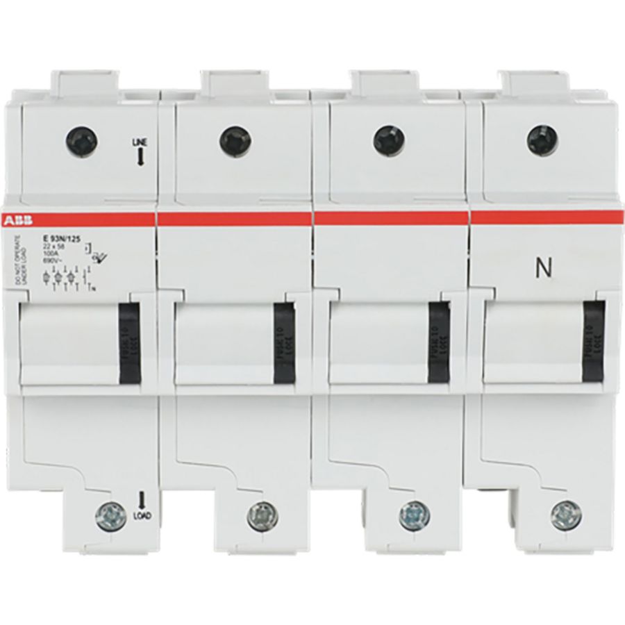 Zekeringhouder voor 22 x 58mm zekeringen 3p+N max 100A