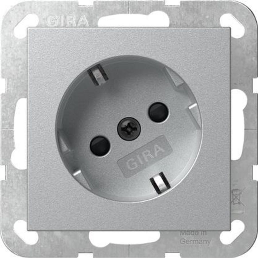 wandcontactdoos met randaarde 30° + Safety Plus System 55 kl.alum.