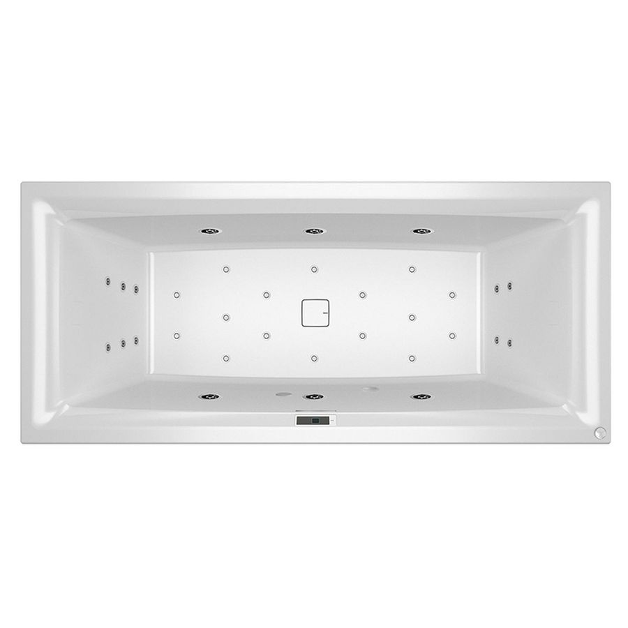 Whirlpool Still Square Rihopool 170x75cm met inlaat FALL (chroom) systeem BLISS rechts hoogglans wit