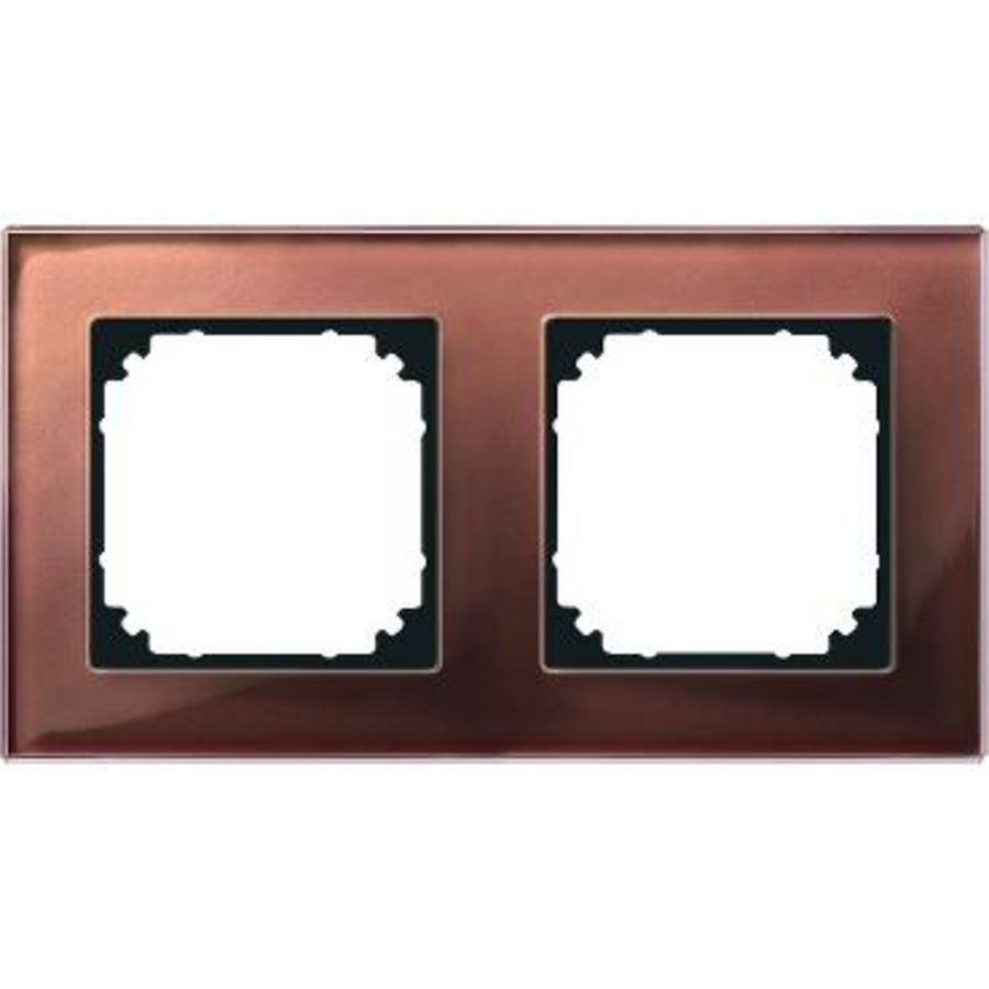 M-PLAN real glass frame 2-gang Mahogany brown