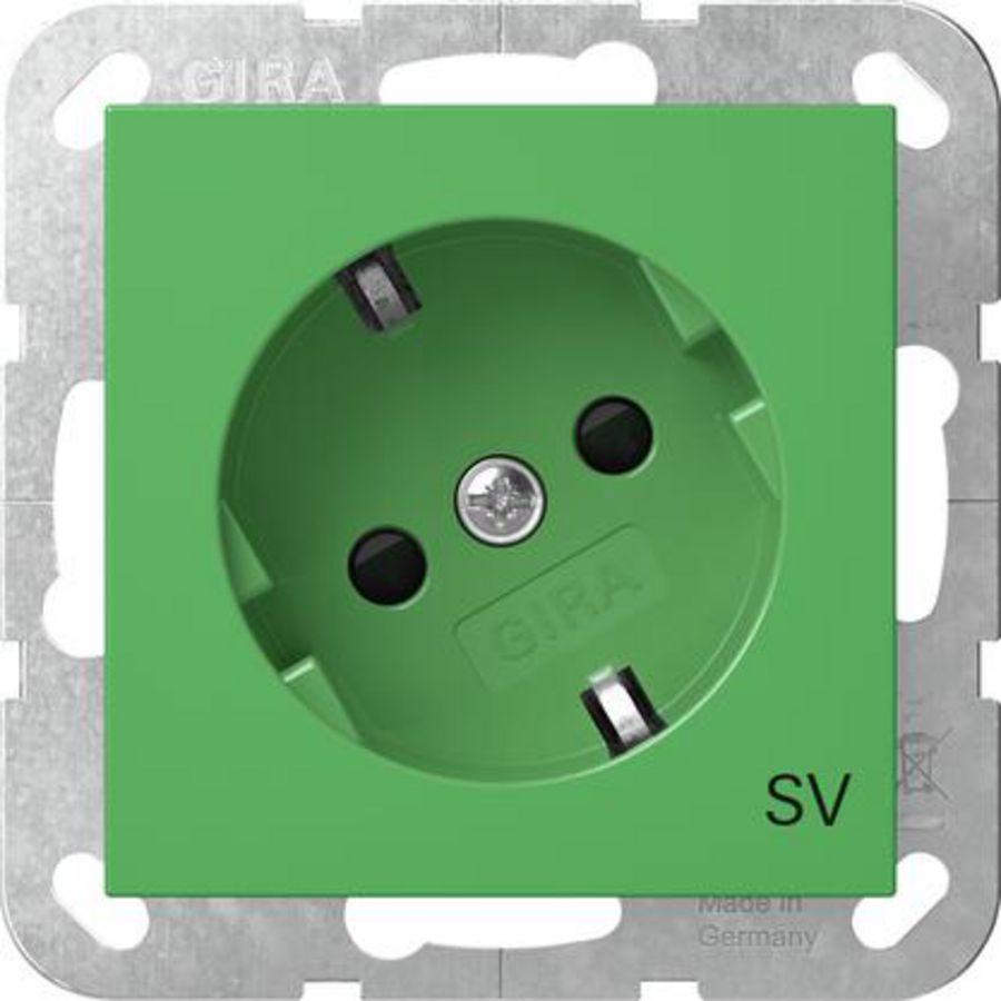 wandcontactdoos met randaarde 30° + Safety Plus opdr.SV System 55 groen
