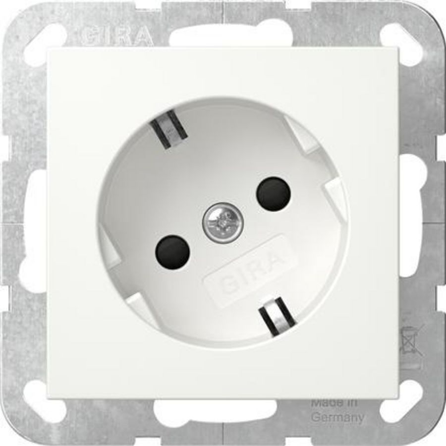 wandcontactdoos met randaarde 30° + Safety Plus System 55 zuiver wit