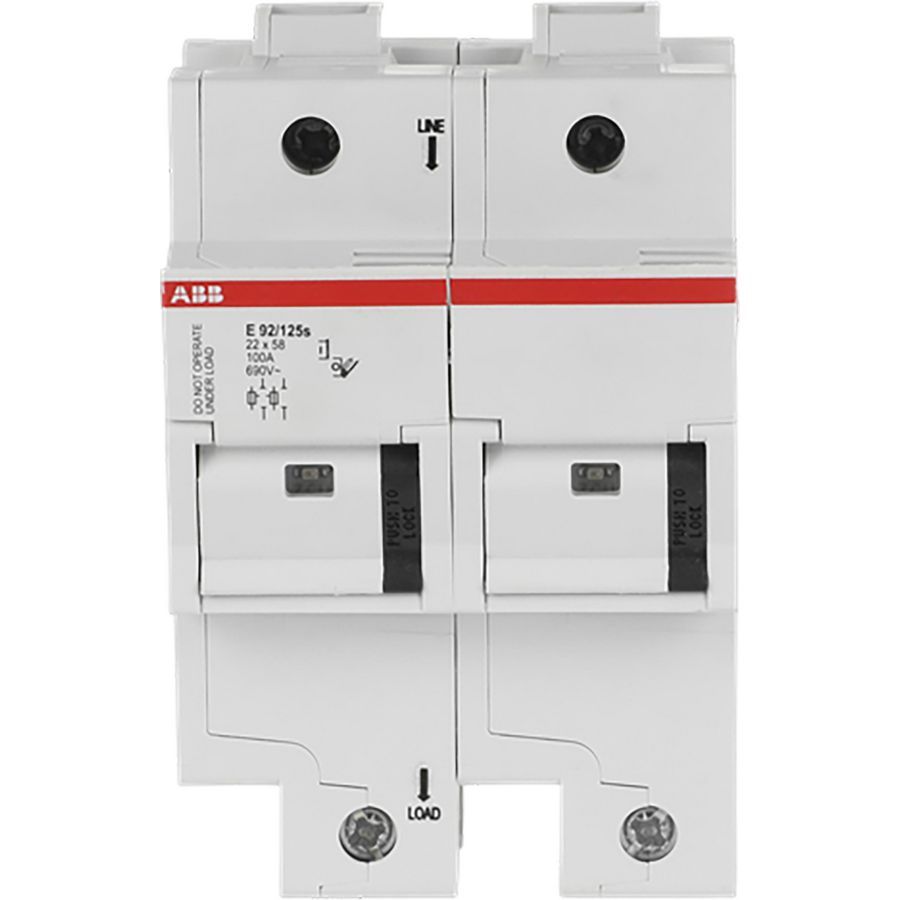 Zekeringhouder voor 22x58mm zekeringen 2p max 100A+indicato