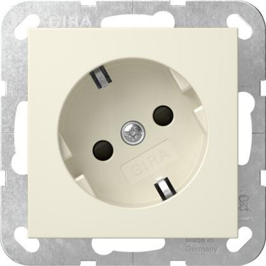 wandcontactdoos met randaarde 30° + Safety Plus System 55 creme wit