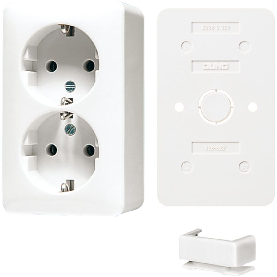 Wandcontactdoos a. wit 2-voudig met R/A Bundel AP600
