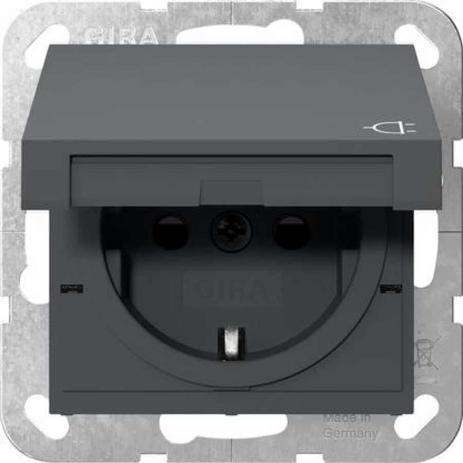 wandcontactdoos met randaarde KD + Safety Plus System 55 antraciet