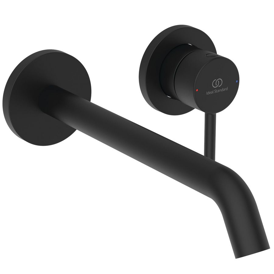 Wandmengkraan m. uitloop 220mm opbouwdelen silk black ceraline nuovo