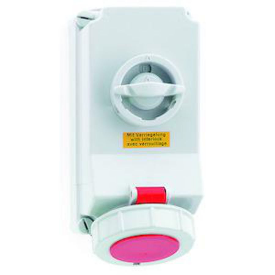 Wandcontactdoos 6h 16A 5P 400V IP67 225x118 QC A/V Ni