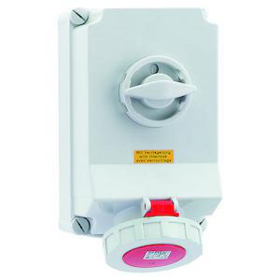 Wandcontactdoos 6h 63A 5P 400V IP67 260x160 A/V Ni