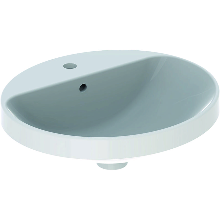VariForm opbouwwastafel ovaal met kraanbank 50x45cm met overloop wit