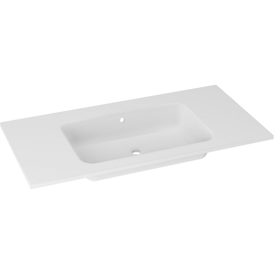 Meubelwastafel LUSSO 90cm kunstmarmer mat wit zonder kraangat