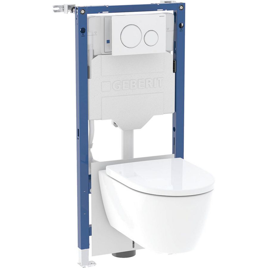 PROMO Duofix combipack element 1120mm 12cm + Sigma20 bedieningsplaat ROUND + iCon wandwancloset Rimfree (118.404.11.3)