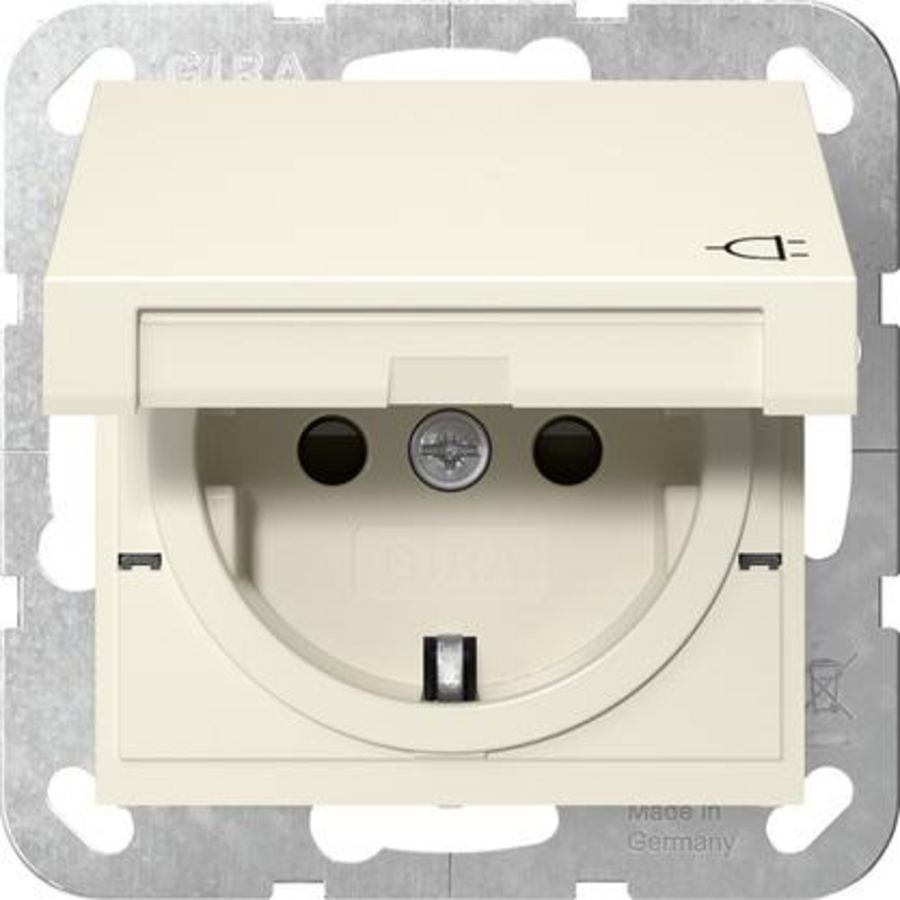 wandcontactdoos met randaarde KD + Safety Plus System 55 creme wit