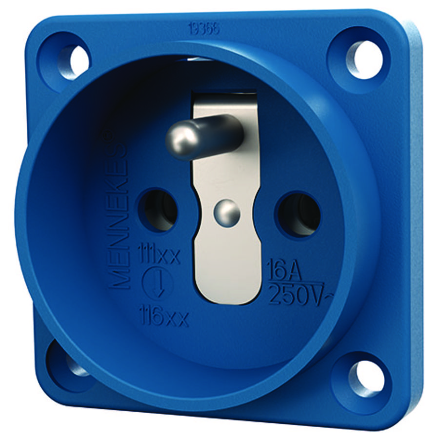 Inbouwwandcontactdoos 16A 2P+A 230V IP20 blauw