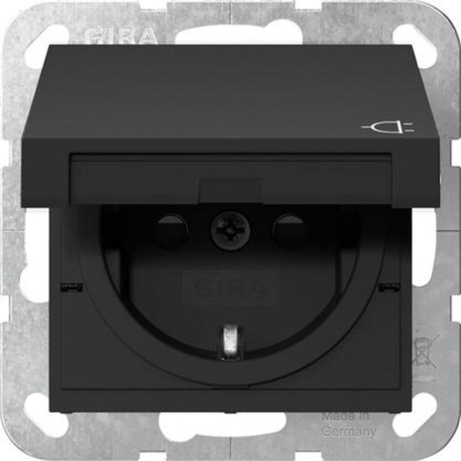 wandcontactdoos met randaarde KD + Safety Plus System 55 zwart m