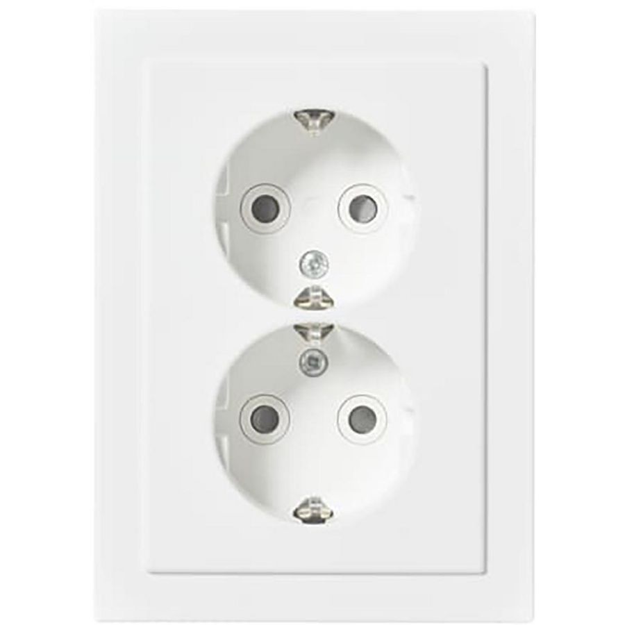 Wandcontactdoos ra dubbel kv diep inb f-matwit  (302EUJT-884) VVE=100