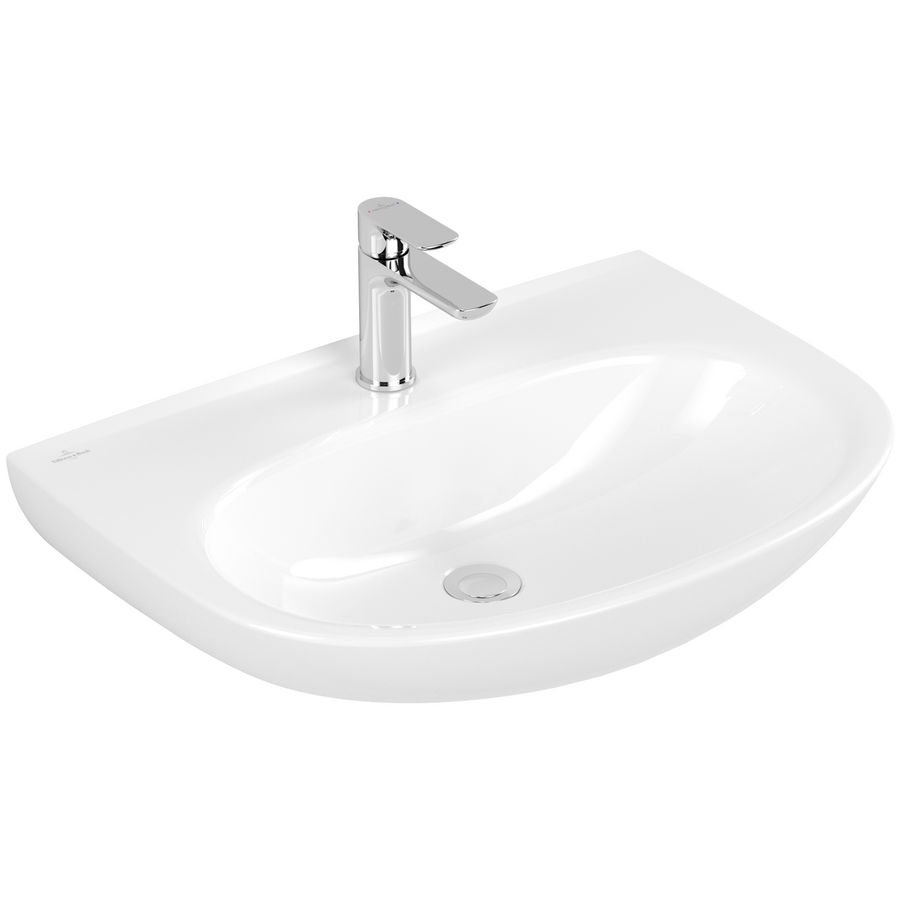 O.novo wastafel met kraangat zonder overloop 650x480mm wit alpin