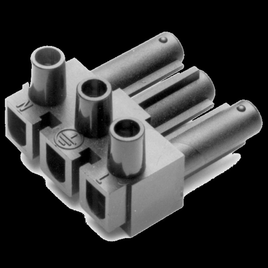 Steker 3-polig zwart (AC166-1 BU/ 3 zw) VVE=200
