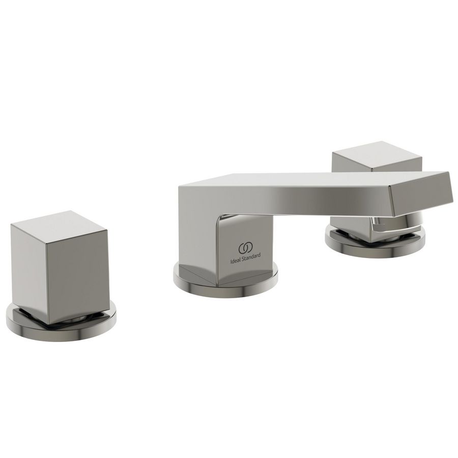 Wastafelmengkraan 3-gats 5l/min m. waste silver storm (rvs-look) Extra