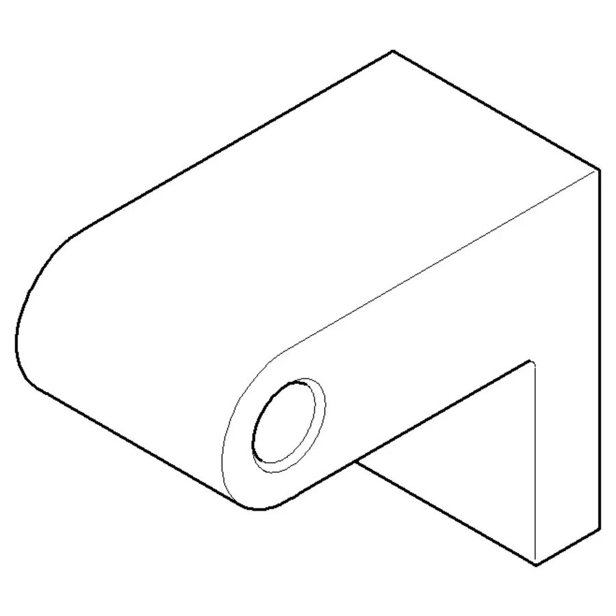 Houder voor badgreep links 40x60x73mm Platina geb
