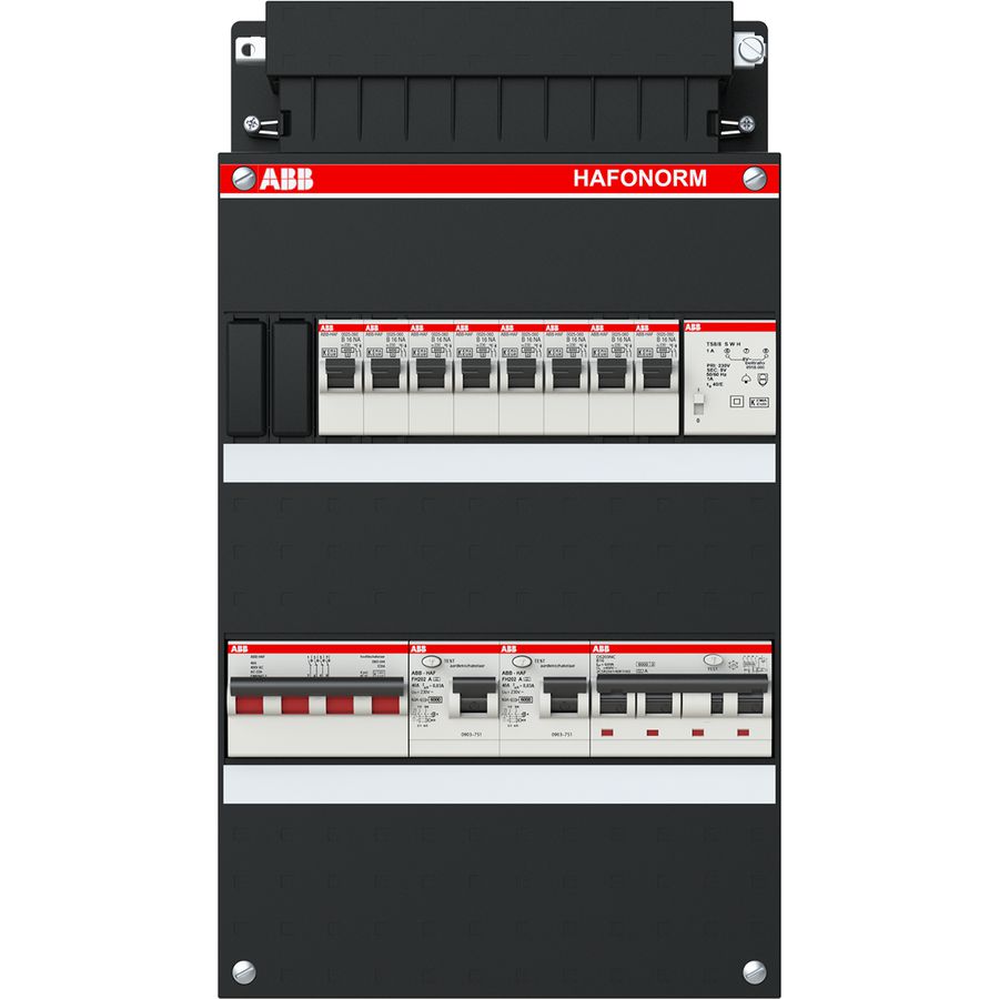 Groepenkast 8x achter 2x 30mA + T + HS + C 3-fasen
