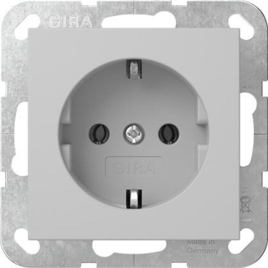 wandcontactdoos met randaarde System 55 grijs m