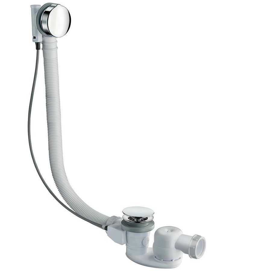 Badafvoer wit kunststof pop-up (kabel 80cm)